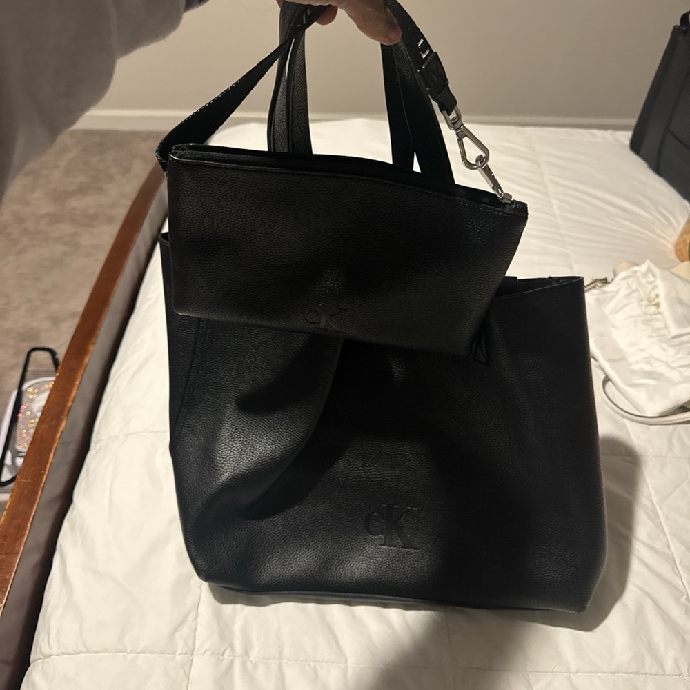 Calvin Klein Black Tote and Pouch Set